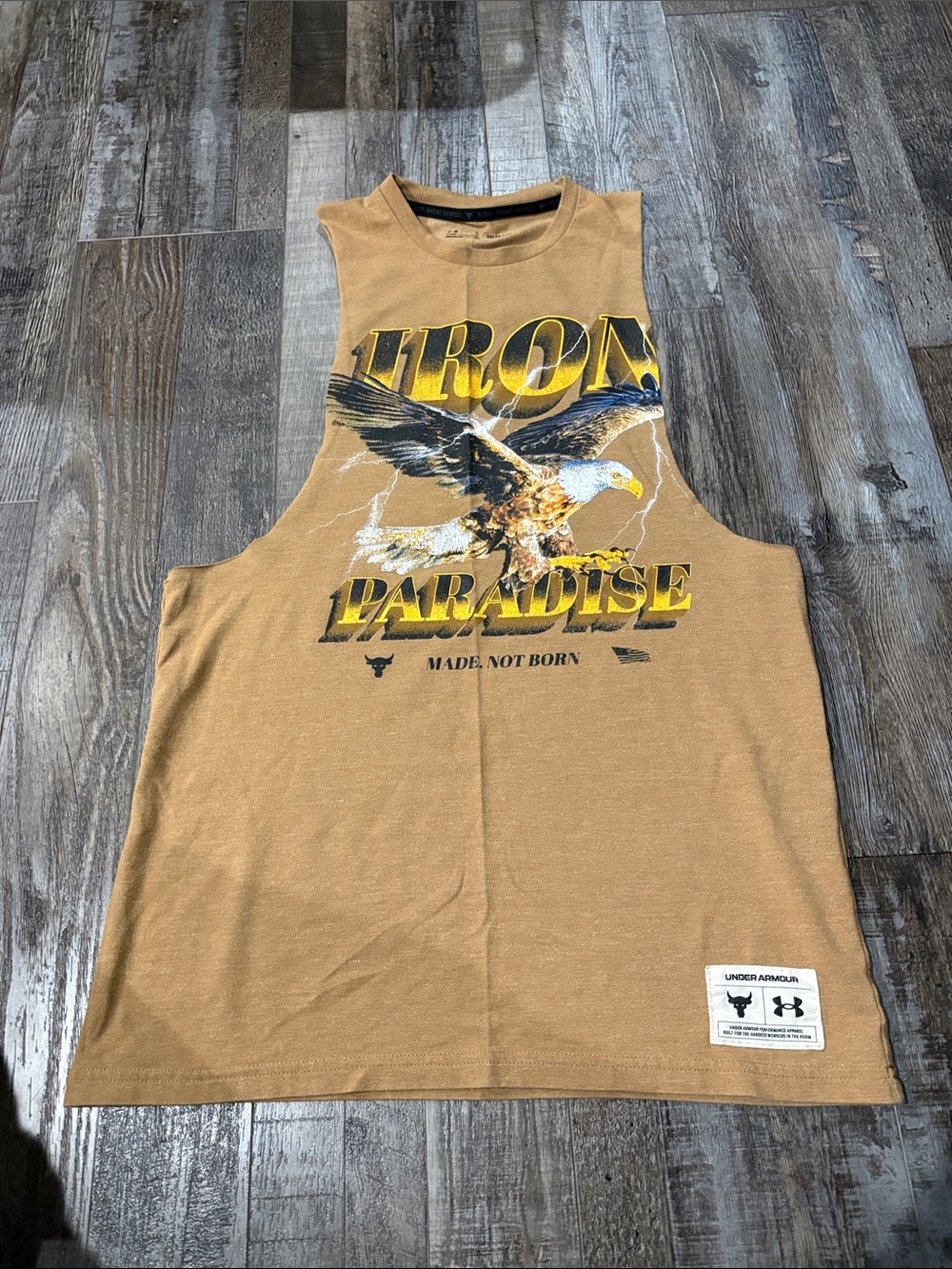Under Armour Project Rock Light Brown Crewneck Tee